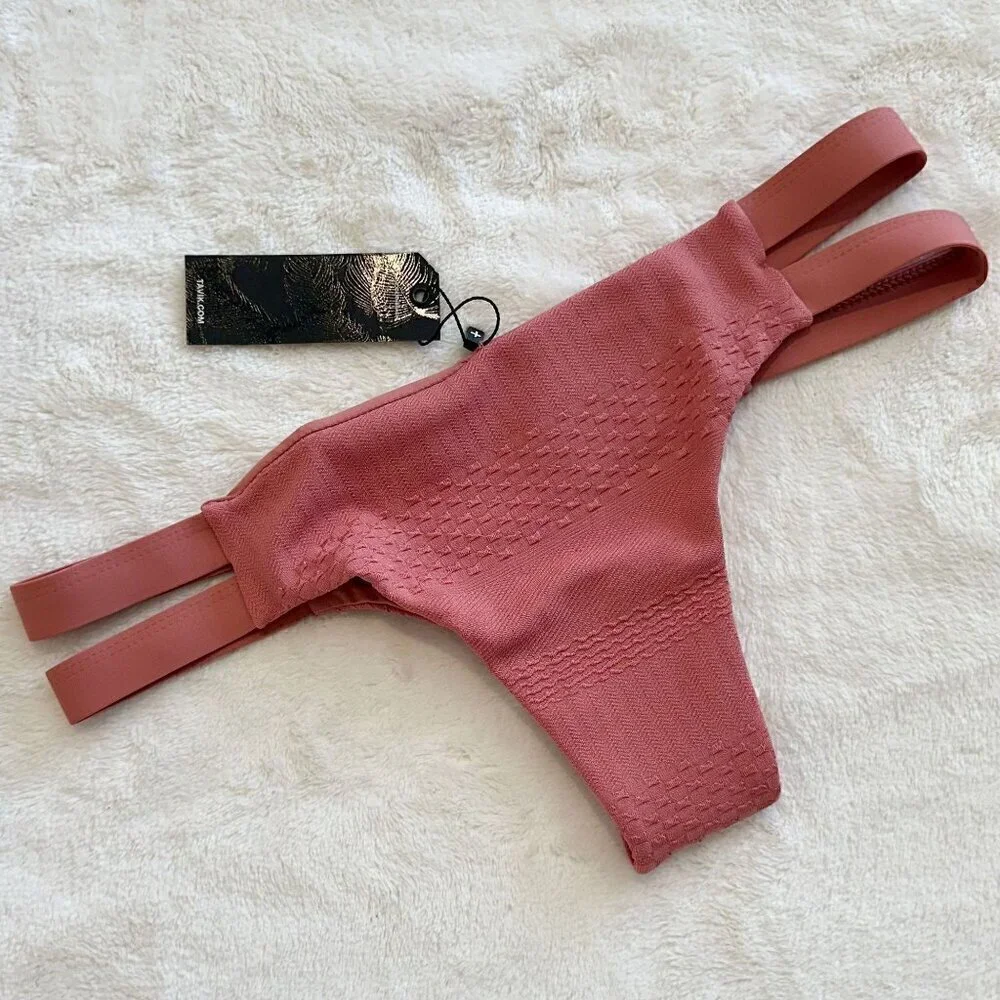 NWT Tavik Chloe Mini Cutout Swim Bottom in Textured Rose - Small